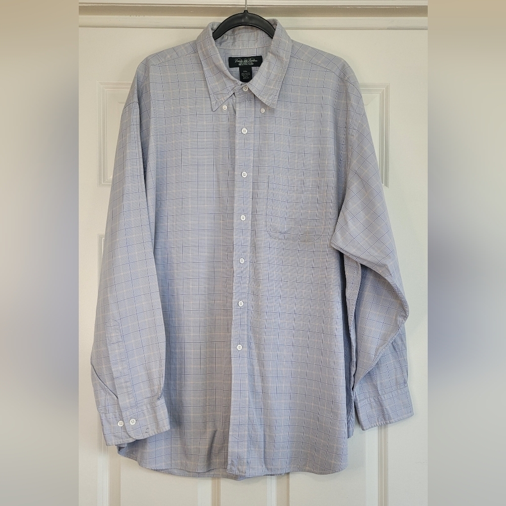 Brooks Brothers Classic Blue Plaid 'Country Club' Button Down - Size XXL
